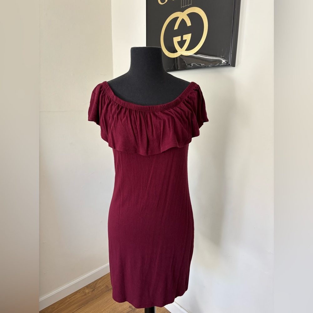 Elegant Burgundy Off-Shoulder Dress